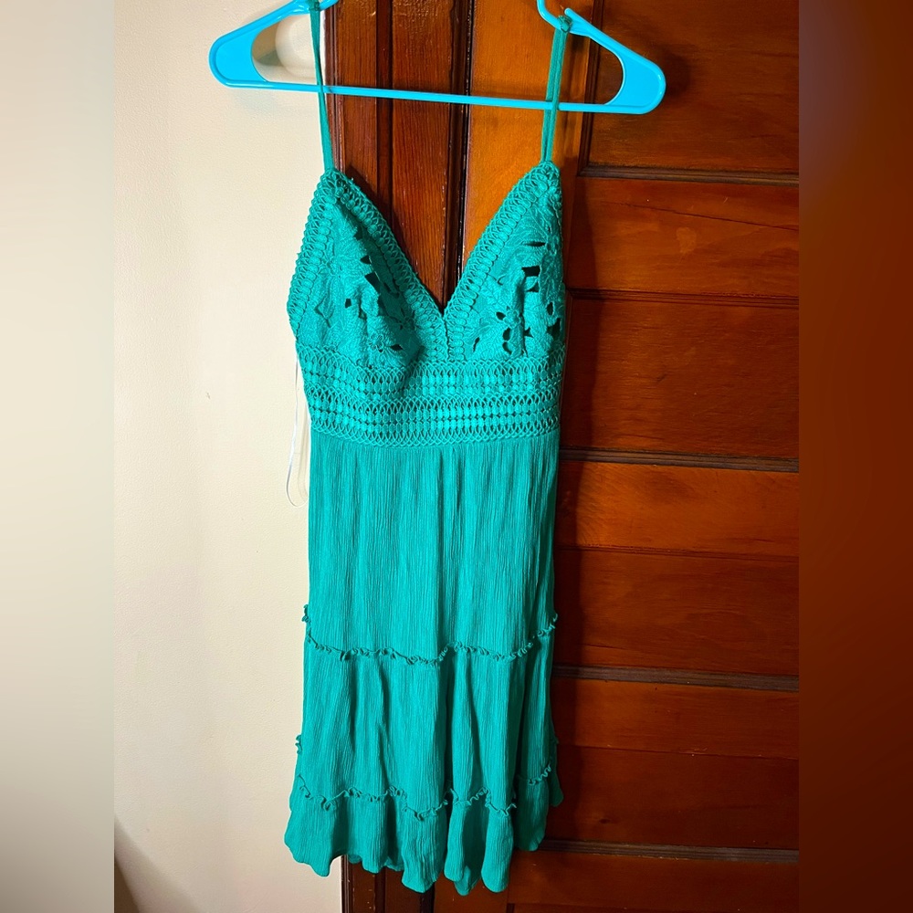 Open Back Embroidered Bust Mini